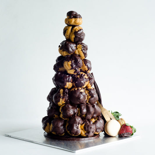 Chocolate Dipped Profiterole Tower