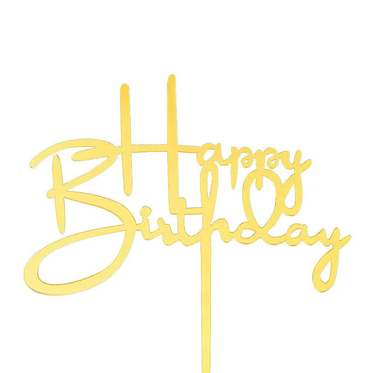 Gold “Happy Birthday” Cake Topper